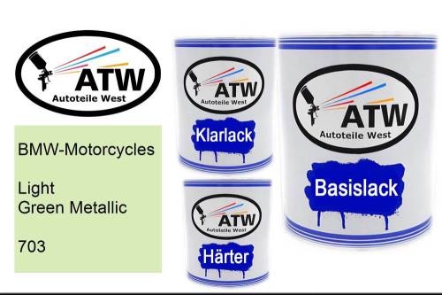 BMW-Motorcycles, Light Green Metallic, 703: 1L Lackdose + 1L Klarlack + 500ml Härter - Set, von ATW Autoteile West.